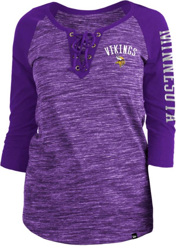 New Era Women's Minnesota Vikings Space Dye Lace Purple Raglan Shirt