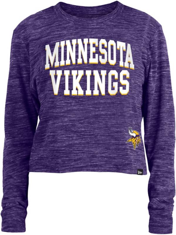 New Era Women's Minnesota Vikings Space Dye Purple Long Sleeve Crop Top T-Shirt