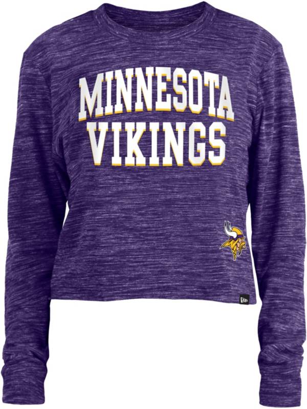 New Era Women's Minnesota Vikings Space Dye Purple Long Sleeve Crop Top T-Shirt product image