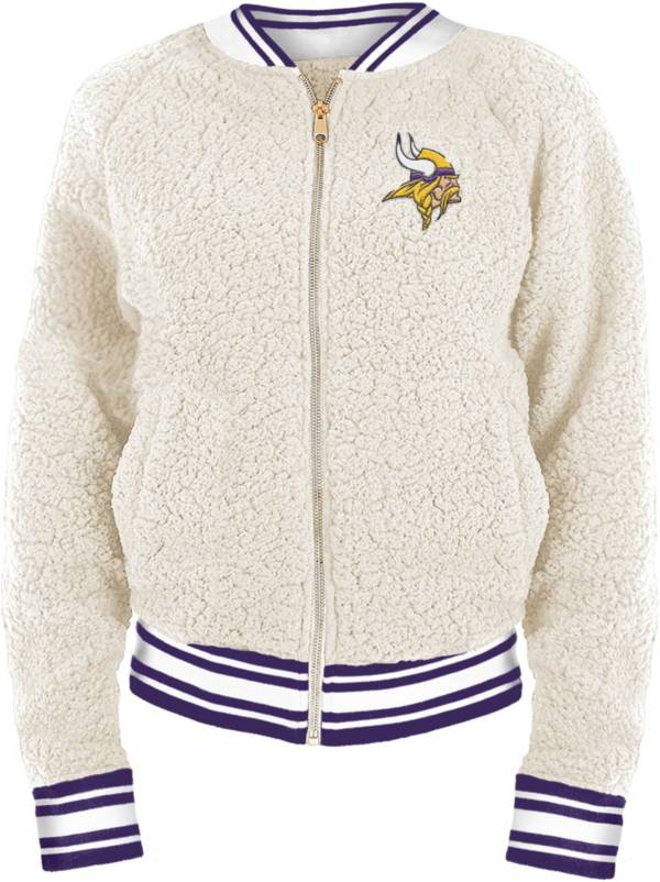 New Era Women's Minnesota Vikings Sherpa White Full-Zip Jacket