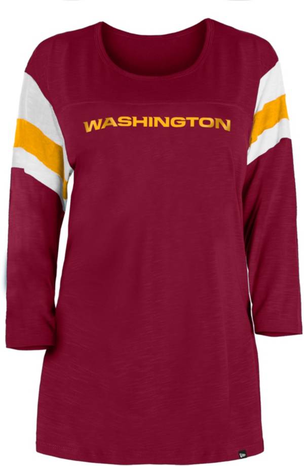 New Era Women's Washington Football Team Foil Slub Three-Quarter Sleeve T-Shirt