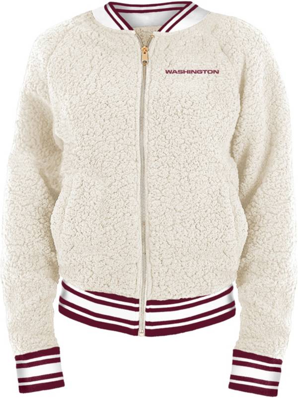 New Era Women's Washington Football Team Sherpa White Full-Zip Jacket