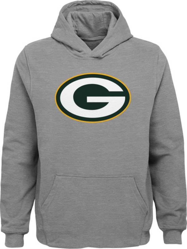 NFL Team Apparel Youth Green Bay Packers Primary Logo Grey Hoodie