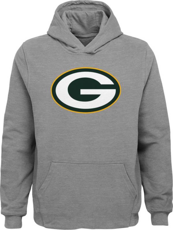 NFL Team Apparel Youth Green Bay Packers Primary Logo Grey Hoodie ...