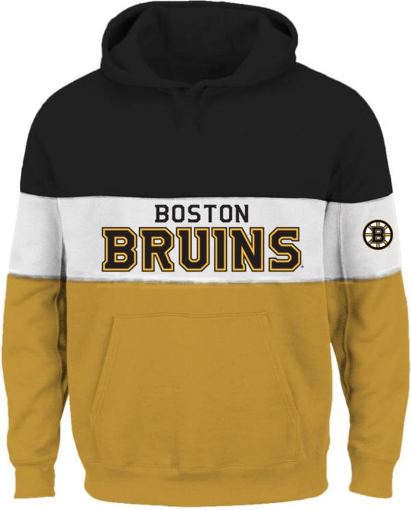 NHL Big & Tall Boston Bruins Color Block Black Pullover Hoodie