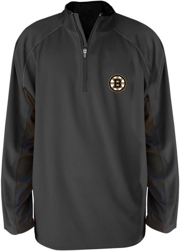 NHL Big & Tall Boston Bruins Solid Grey Quarter-Zip Pullover Shirt