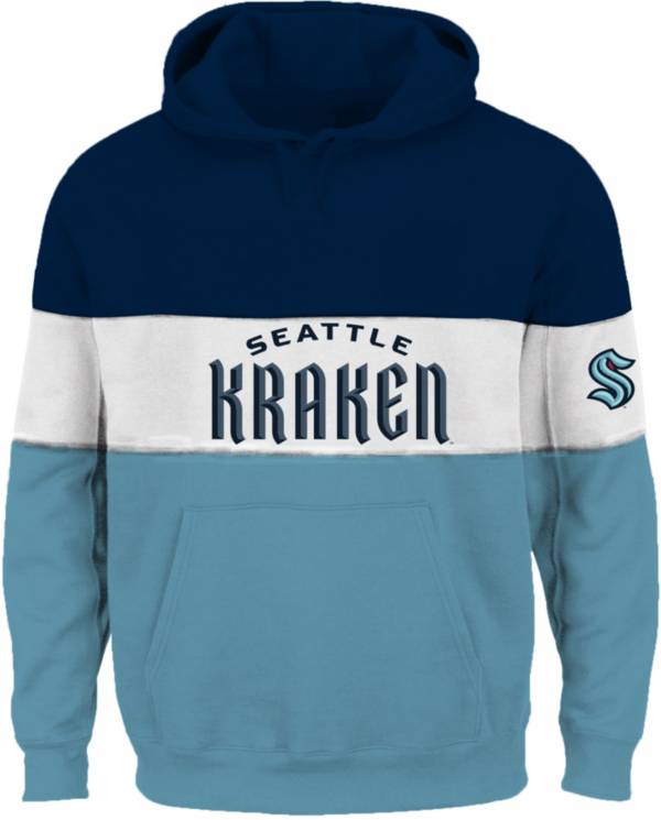 NHL Big & Tall Seattle Kraken Color Block Blue Pullover Hoodie