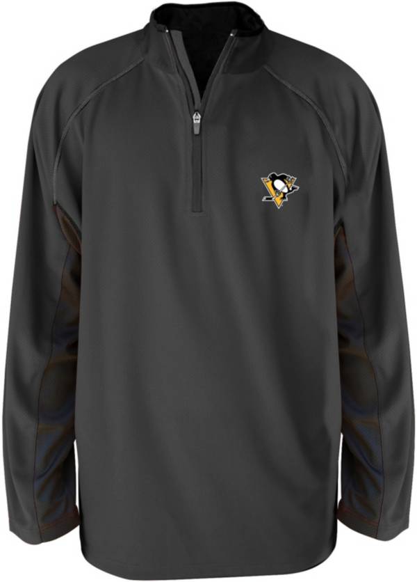 NHL Big & Tall Pittsburgh Penguins Solid Grey Quarter-Zip Pullover Shirt