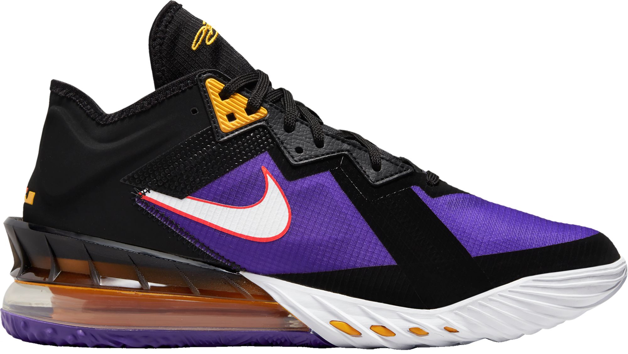 lebron 18 low purple and gold