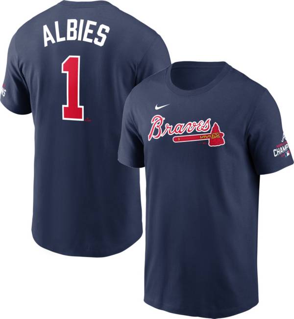 Nike 2021 World Series Champions Atlanta Braves Ozzie Albies #1 T-Shirt