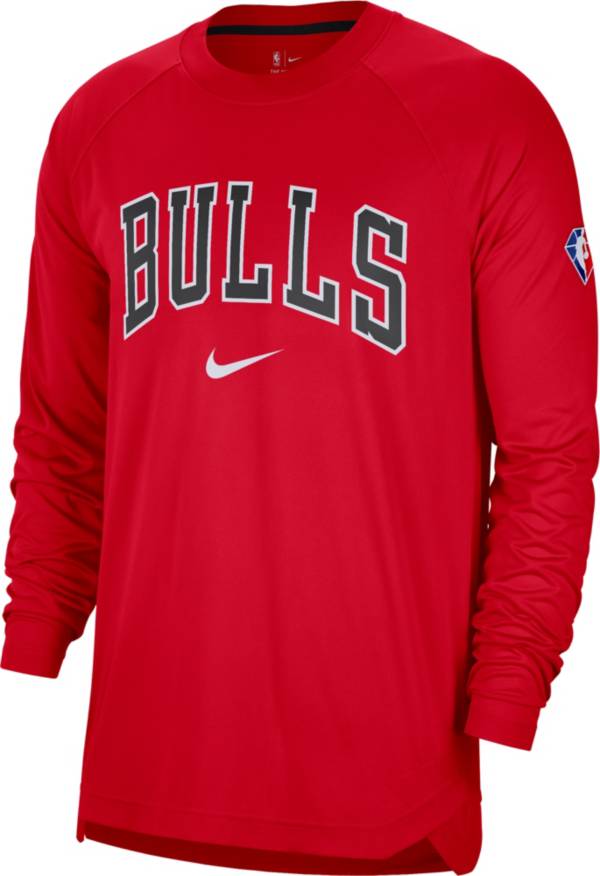 Nike Adult Chicago Bulls Red Long Sleeve Pre-Game Crewneck