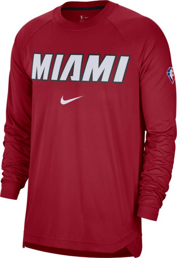 Nike Adult Miami Heat Red Long Sleeve Pre-Game Crewneck