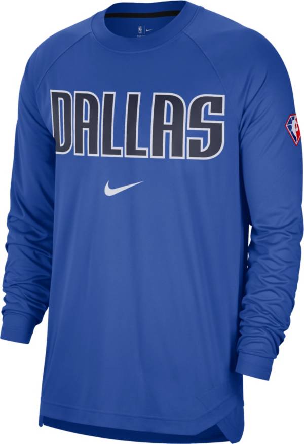 Nike Adult Dallas Mavericks Blue Long Sleeve Pre-Game Crewneck