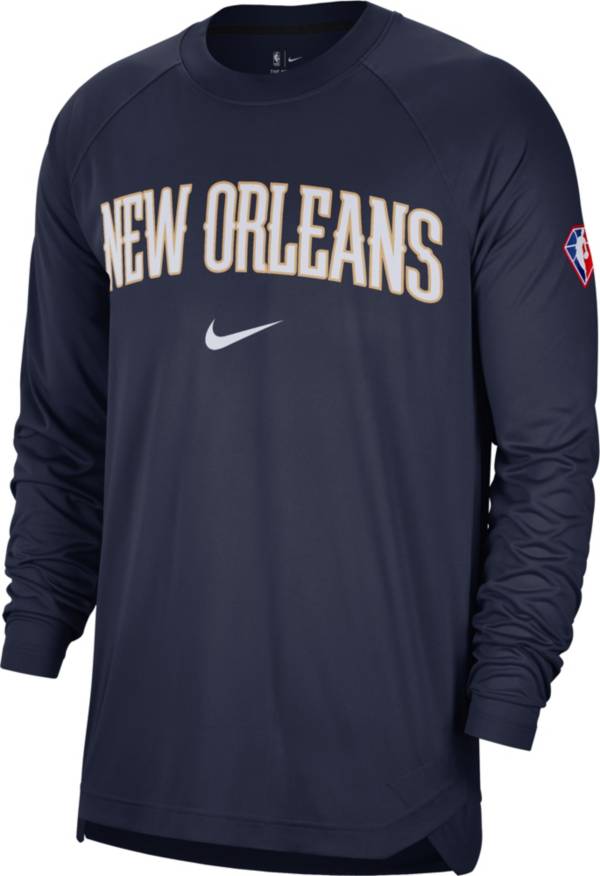 Nike Men's New Orleans Pelicans Navy Long Sleeve Pregame T-Shirt