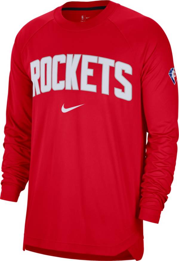 Nike Adult Houston Rockets Red Long Sleeve Pre-Game Crewneck