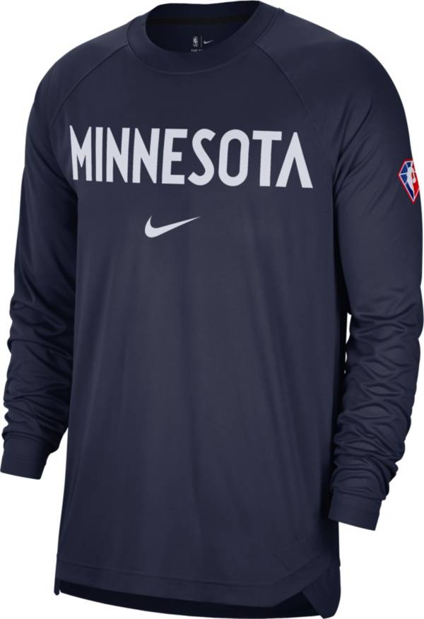 Nike Adult Minnesota Timberwolves Navy Long Sleeve Pre-Game Crewneck