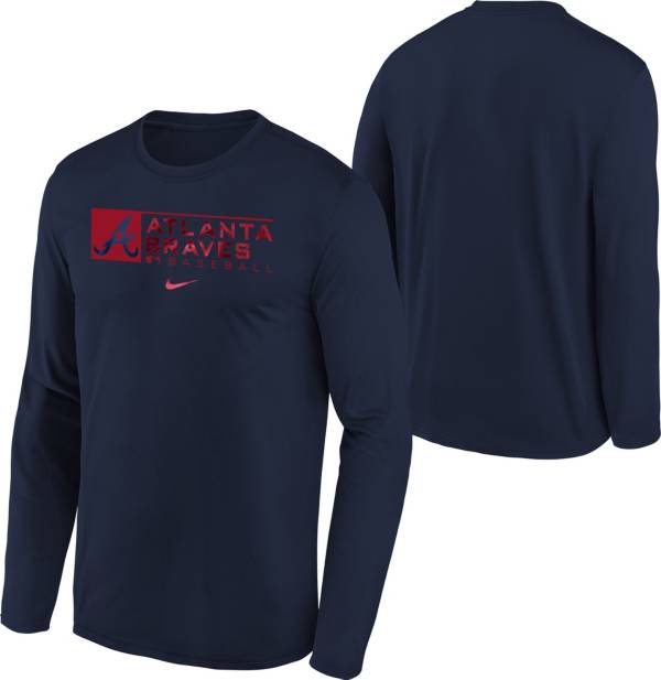 Nike Youth Boys' Atlanta Braves Navy Authentic Collection Dri-FIT Legend Long Sleeve T-Shirt