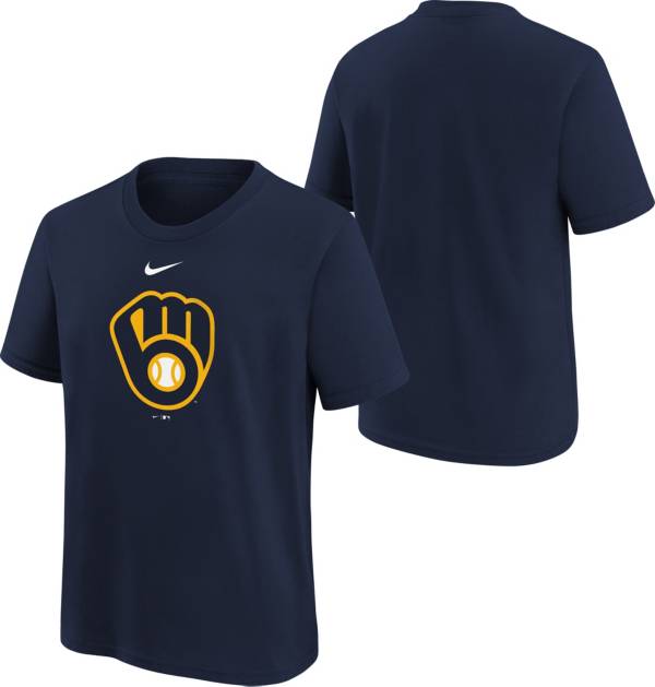 Nike Youth Boys' Milwaukee Brewers Navy Logo Legend T-Shirt
