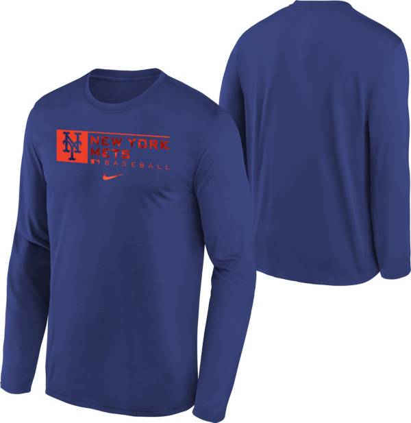 Nike Youth Boys' New York Mets Blue Authentic Collection Dri-FIT Legend Long Sleeve T-Shirt