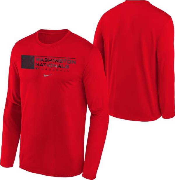 Nike Youth Boys' Washington Nationals Red Authentic Collection Dri-FIT Legend Long Sleeve T-Shirt