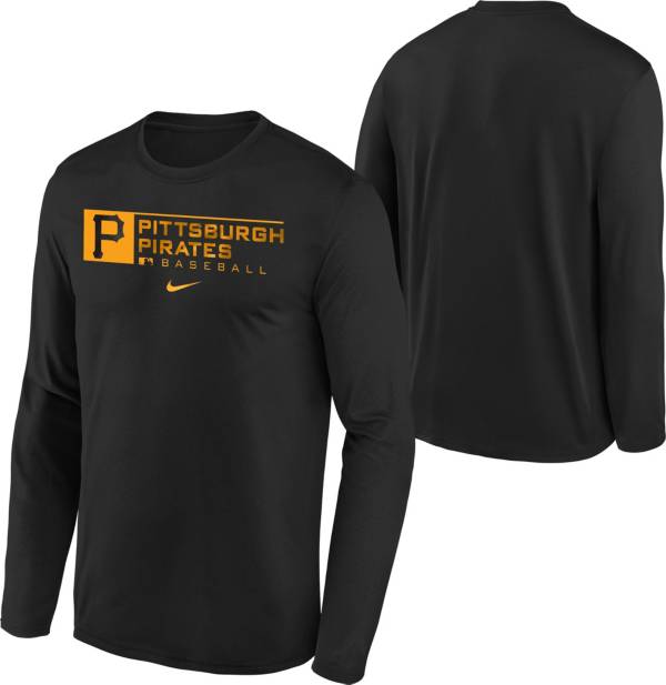 Nike Youth Boys' Pittsburgh Pirates Black Authentic Collection Dri-FIT Legend Long Sleeve T-Shirt