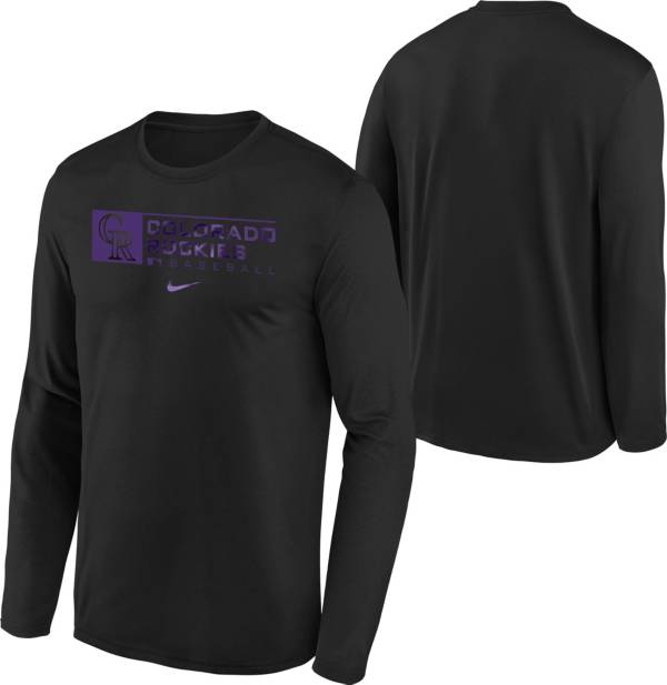 Nike Youth Boys' Colorado Rockies Black Authentic Collection Dri-FIT Legend Long Sleeve T-Shirt