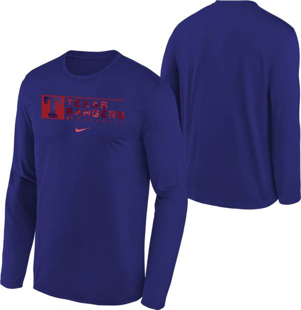 Nike Youth Boys' Texas Rangers Blue Authentic Collection Dri-FIT Legend Long Sleeve T-Shirt