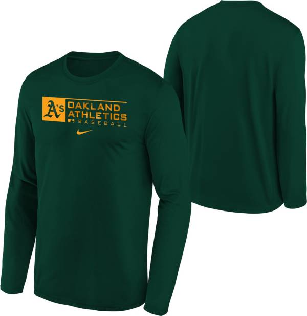 Nike Youth Boys' Oakland Athletics Green Authentic Collection Dri-FIT Legend Long Sleeve T-Shirt