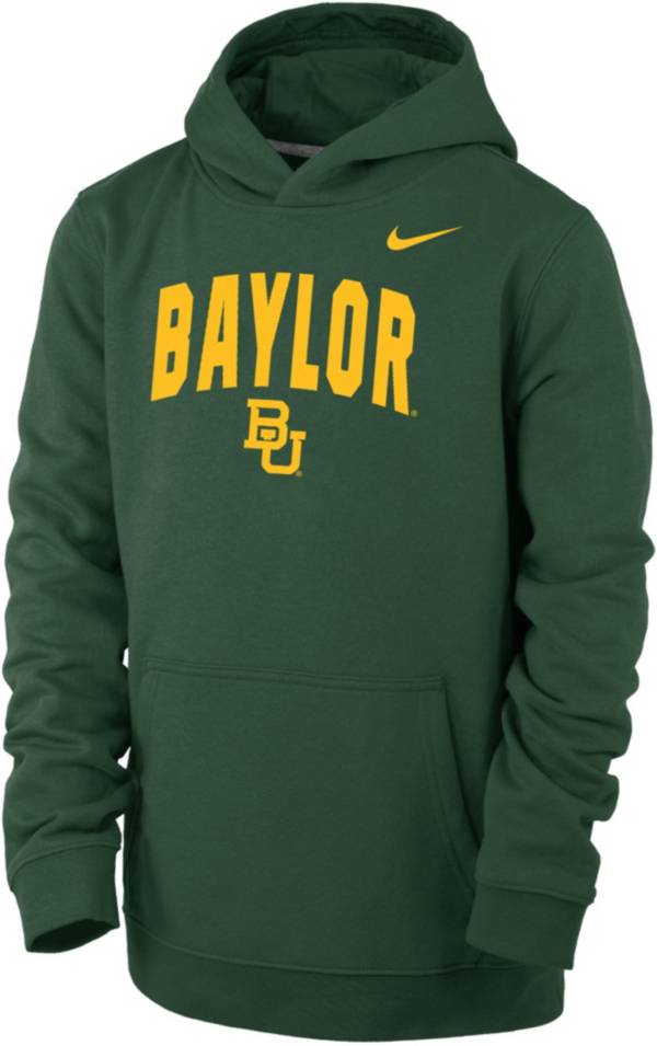 Nike Youth Baylor Bears Green Club Fleece Wordmark Pullover Hoodie