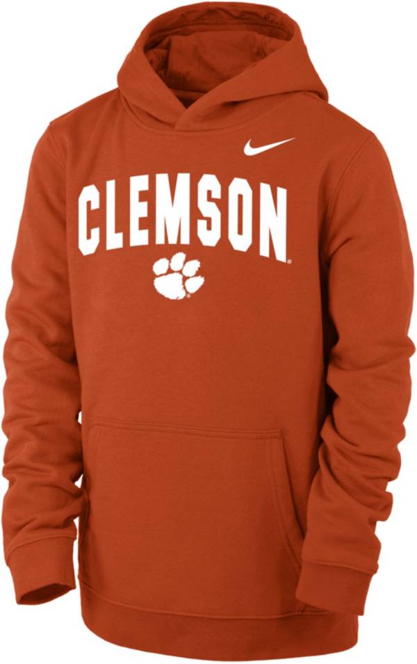 Nike Youth Clemson Tigers Orange Club Fleece Wordmark Pullover Hoodie