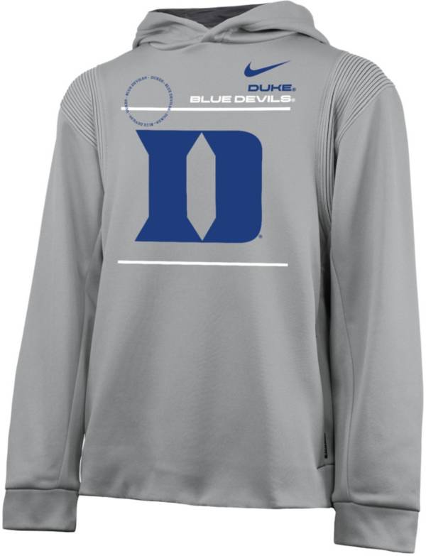 Nike Youth Duke Blue Devils Grey Therma Football Sideline Pullover Hoodie