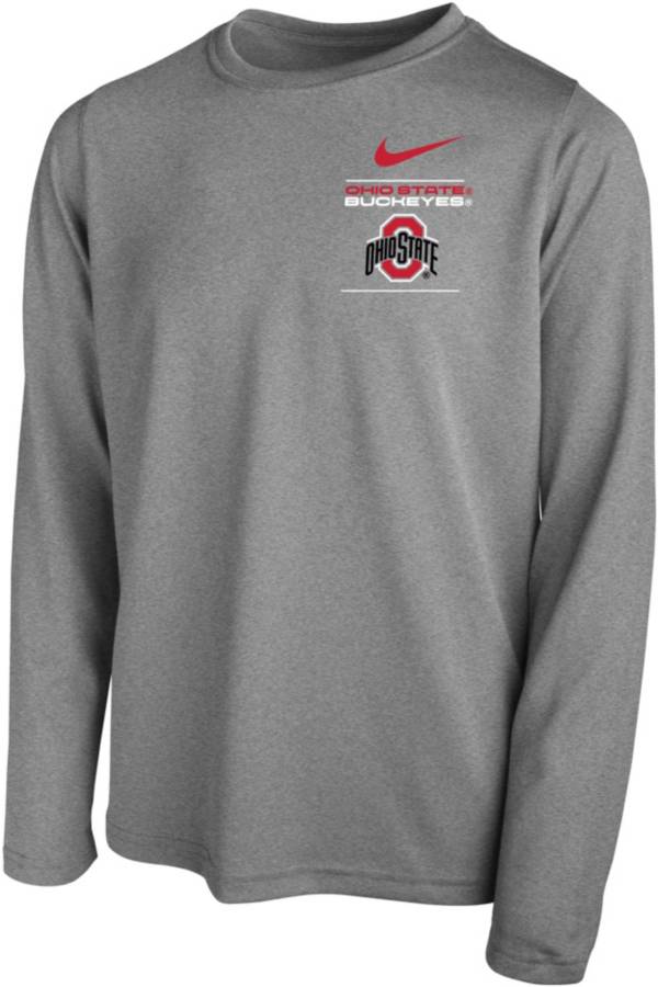 Nike Youth Ohio State Buckeyes Grey Dri-FIT Legend Long Sleeve T-Shirt