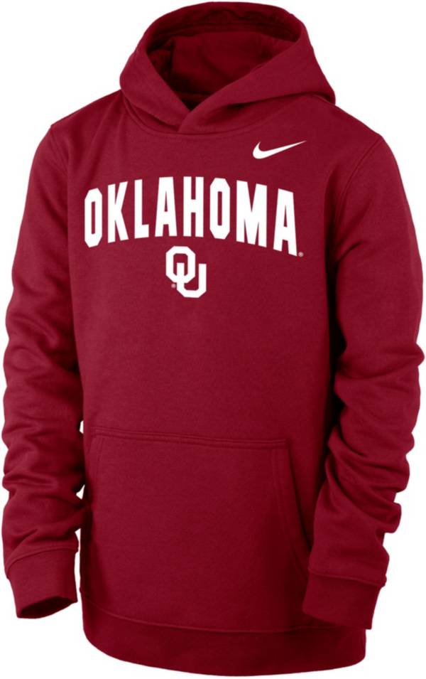 Nike Youth Oklahoma Sooners Crimson Club Fleece Wordmark Pullover Hoodie