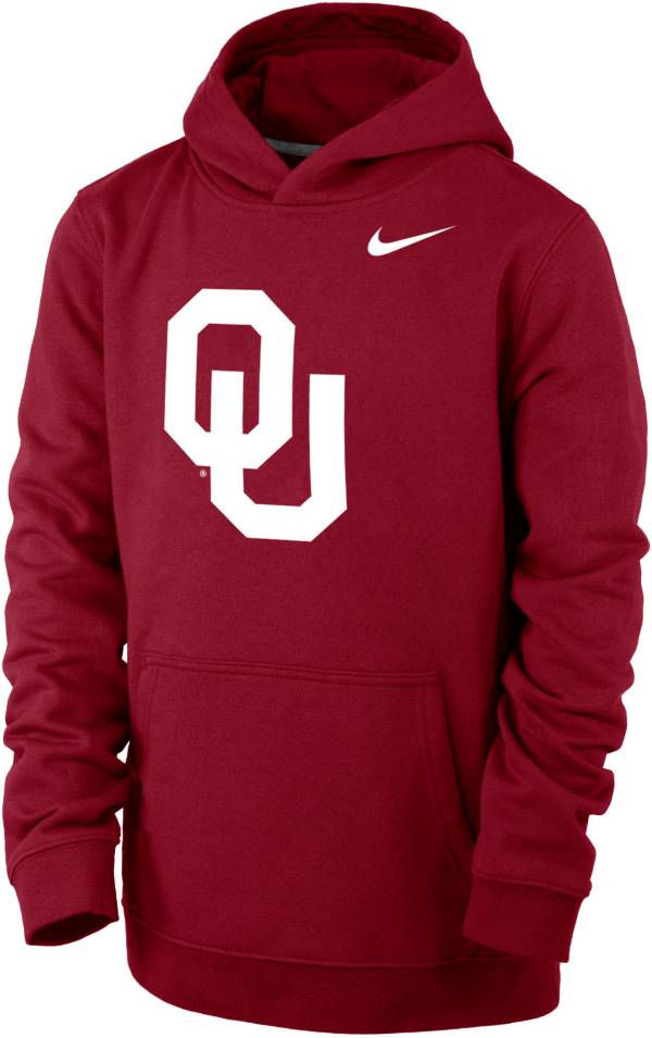 Nike Youth Oklahoma Sooners Crimson Club Fleece Pullover Hoodie