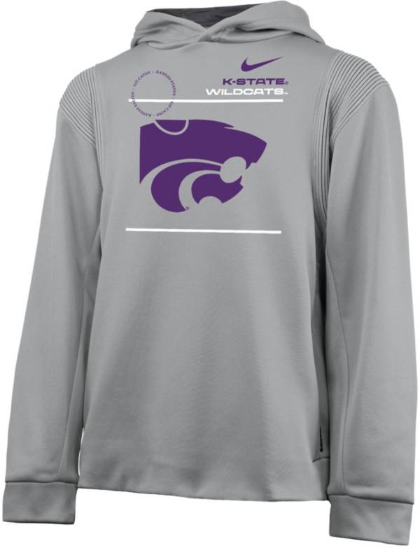 Nike Youth Kansas State Wildcats Grey Therma Football Sideline Pullover Hoodie