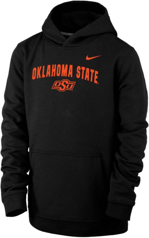 Nike Youth Oklahoma State Cowboys Club Fleece Wordmark Pullover Black Hoodie