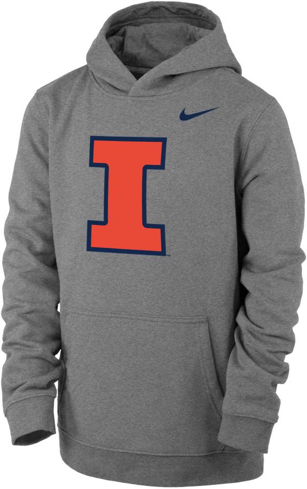 Nike Youth Illinois Fighting Illini Grey Club Fleece Pullover Hoodie