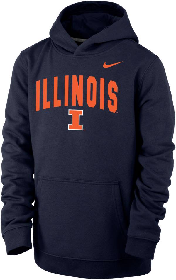 Nike Youth Illinois Fighting Illini Blue Club Fleece Wordmark Pullover Hoodie