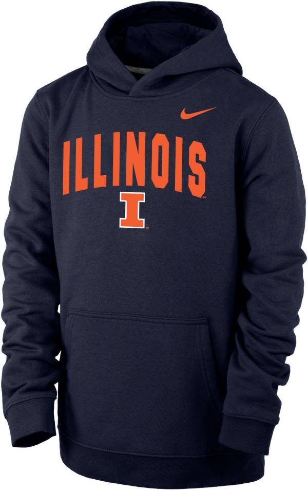 Nike Youth Illinois Fighting Illini Blue Club Fleece Wordmark Pullover Hoodie product image