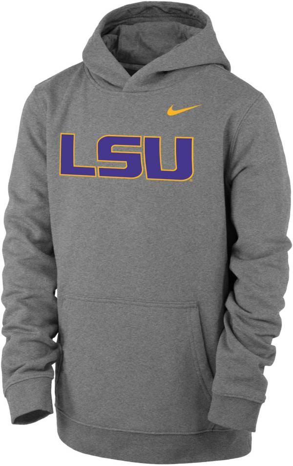 Nike Youth LSU Tigers Grey Club Fleece Pullover Hoodie