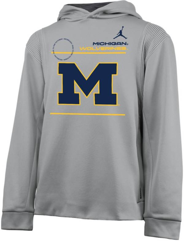 Nike Youth Michigan Wolverines Grey Therma Football Sideline Pullover Hoodie product image