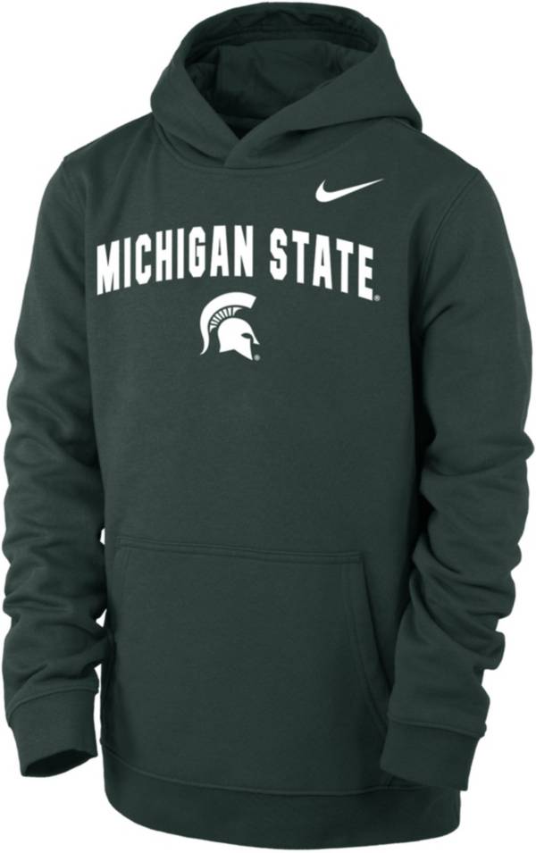 Nike Youth Michigan State Spartans Green Club Fleece Wordmark Pullover Hoodie