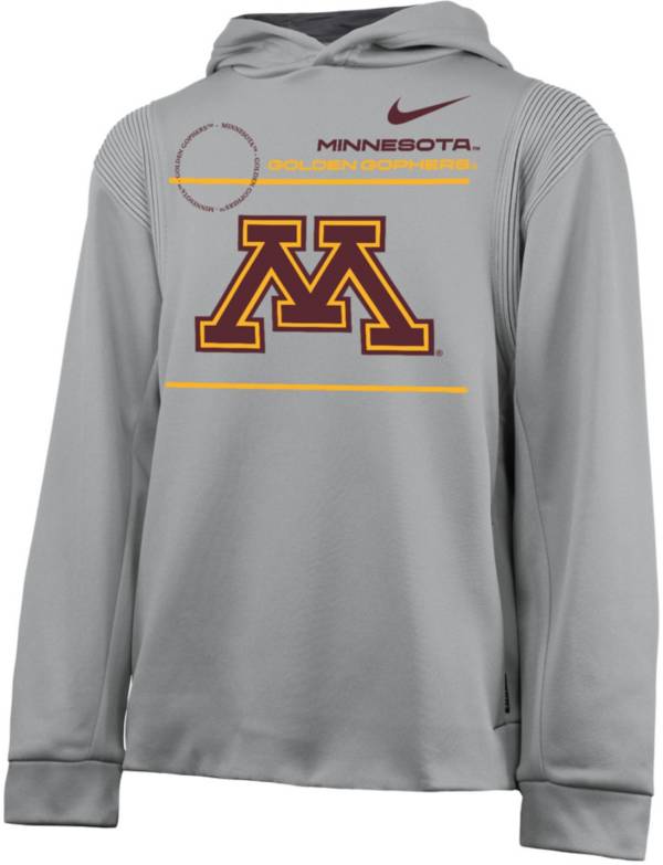 Nike Youth Minnesota Golden Gophers Grey Therma Football Sideline Pullover Hoodie