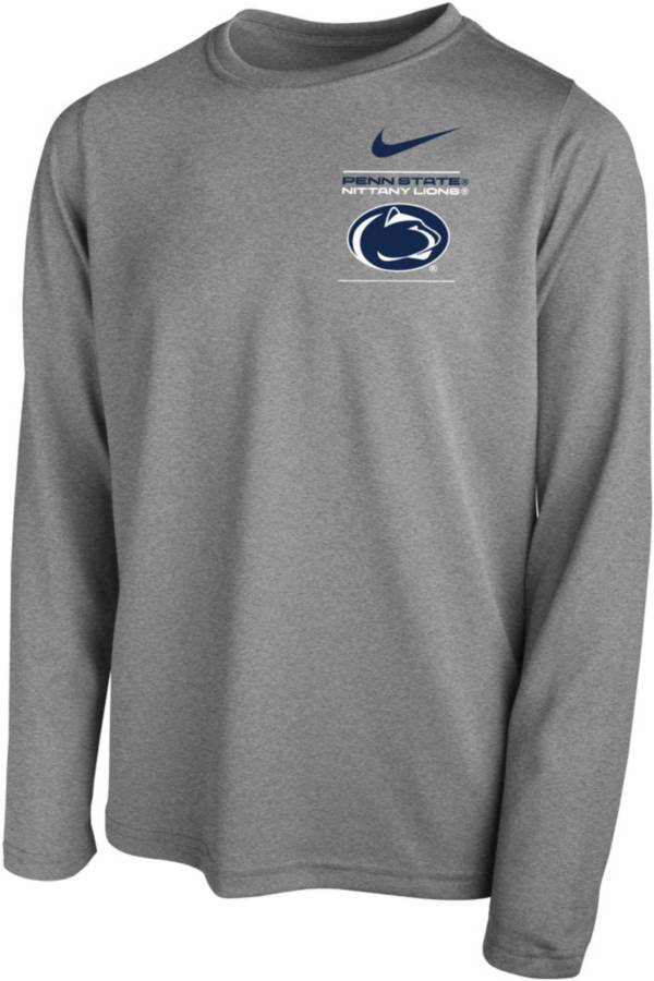 Nike Youth Penn State Nittany Lions Grey Dri-FIT Legend Long Sleeve T-Shirt