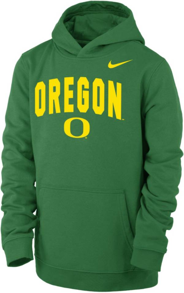 Nike Youth Oregon Ducks Green Club Fleece Wordmark Pullover Hoodie
