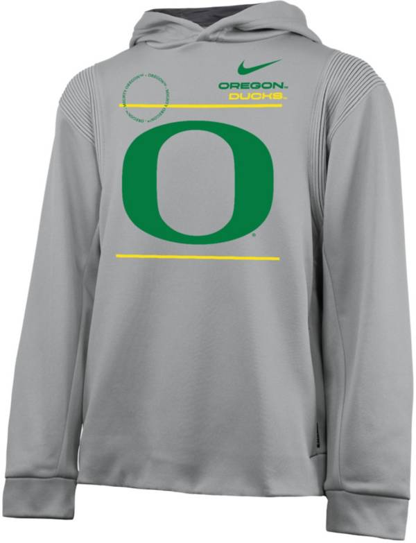 Nike Youth Oregon Ducks Grey Therma Football Sideline Pullover Hoodie