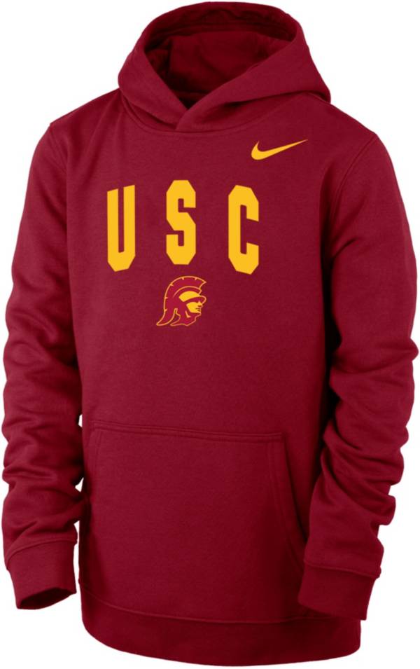 Nike Youth USC Trojans Cardinal Club Fleece Wordmark Pullover Hoodie