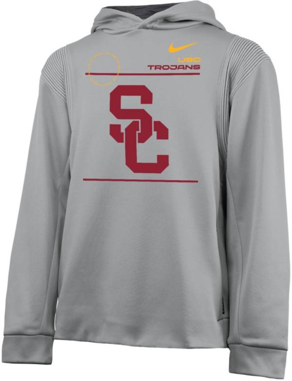 Nike Youth USC Trojans Grey Therma Football Sideline Pullover Hoodie