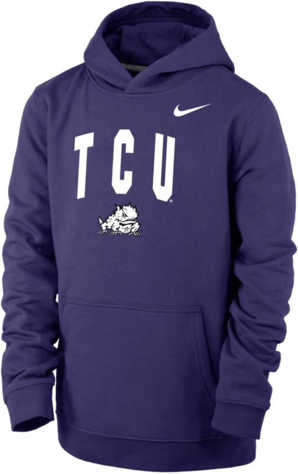 Nike Youth TCU Horned Frogs Purple Club Fleece Wordmark Pullover Hoodie