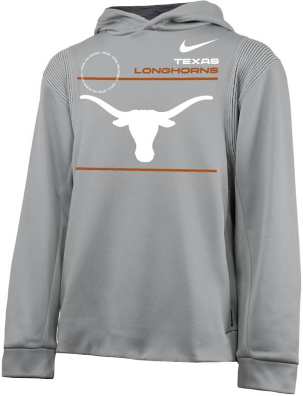Nike Youth Texas Longhorns Grey Therma Football Sideline Pullover Hoodie